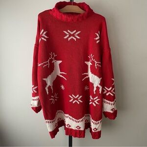 Vintage Cotton Ginny Oversized Chunky Knit Cowl Neck Christmas Tunic Sweater